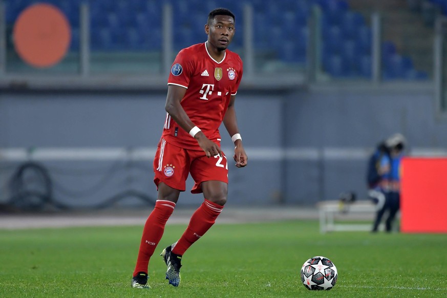 David Alaba of FC Bayern Munchen in action during the Champions League round of 16 football match between SS Lazio and Bayern Munchen at stadio Olimpico in Rome Italy, February, 23th, 2021. Photo Andr ...