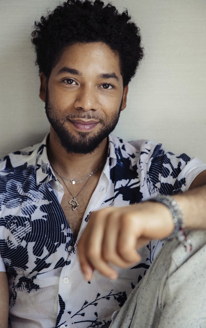 FILE - In this March 6, 2018 file photo, actor-singer Jussie Smollett, from the Fox series, &quot;Empire,&quot; poses for a portrait in New York. Chicago police have opened a hate crime investigation  ...