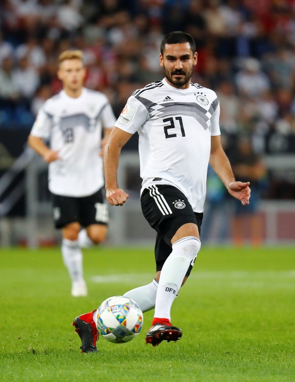 Soccer Football - International Friendly - Germany vs Peru - Wirsol Rhein-Neckar-Arena, Sinsheim, Germany - September 9, 2018 Germany&#039;s Ilkay Gundogan in action during the match REUTERS/Kai Pfaff ...