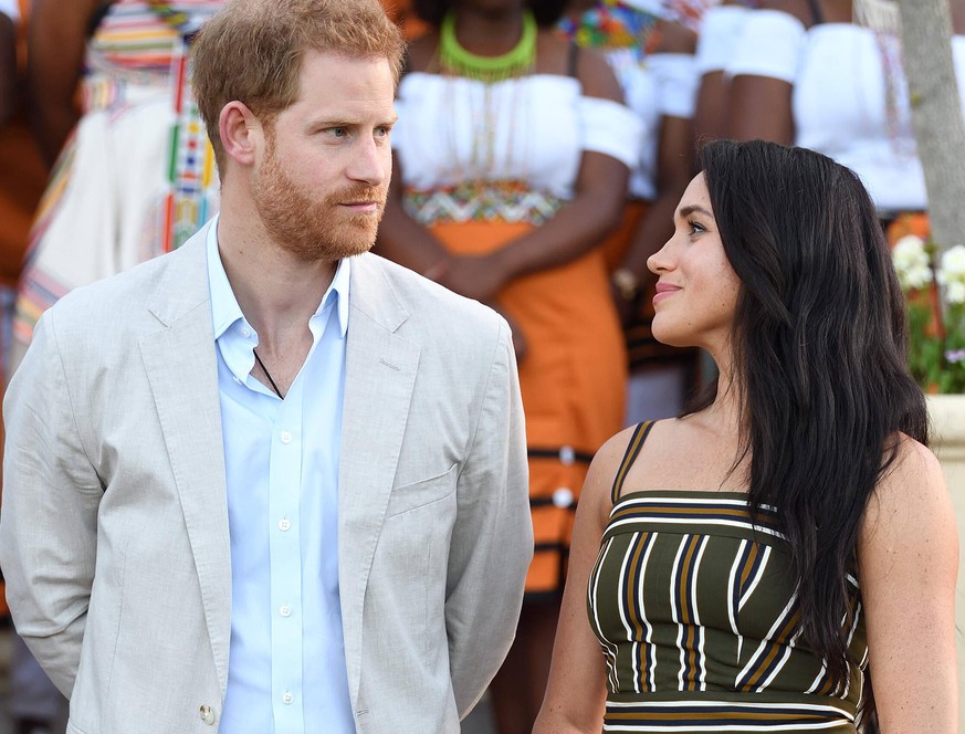 . 24/09/2019. Cape Town, South Africa. Prince Harry and Meghan Markle, the Duke and Duchess of Sussex, at a youth reception at the British High Commissioners residence in Cape Town, South Africa, on t ...