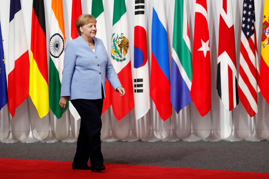 German Chancellor Angela Merkel during the first day of the G20 Summit in Osaka, Japan, 28 June 2019. G20 Summit in Osaka !ACHTUNG: NUR REDAKTIONELLE NUTZUNG! PUBLICATIONxINxGERxSUIxAUTxONLY Copyright ...