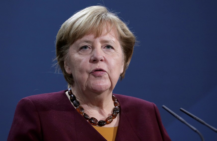 German Chancellor Angela Merkel addresses the media in Berlin, Germany, November 19, 2020 following a virtual EU summit. Michael Sohn/Pool via REUTERS