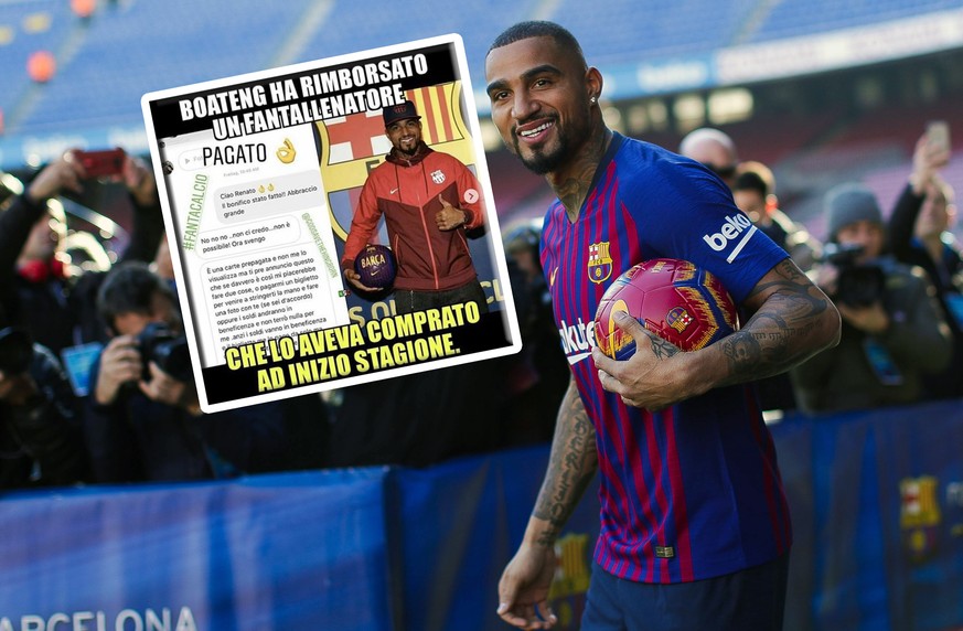 22nd January 2019, Camp Nou, Barcelona, Spain; FC Barcelona Barca new signing Kevin Prince Boateng press conference PK Pressekonferenz Kevin Prince Boateng of FC Barcelona is all smiles as he heads to ...