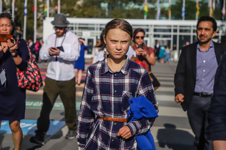 September 21, 2019, New York, New York, United States of America: Swedish activist Greta Thunberg during the Climate Summit at UN headquarters in New York on Saturday 21 September New York United Stat ...
