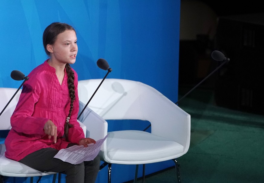 Swedish environmental activist Greta Thunberg speaks at the Climate Action Summit at the 74th General Debate at the United Nations General Assembly at United Nations Headquarters at in New York City o ...