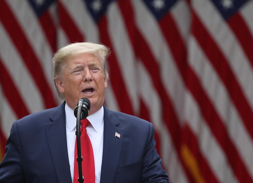 WASHINGTON, DC - MAY 29: U.S. President Donald Trump speaks about U.S. relations with China, at the White House May 29, 2020 in Washington, DC. President Trump did not take questions regarding the cur ...