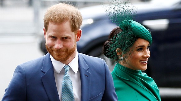 FILE PHOTO: Britain&#039;s Prince Harry and Meghan, Duchess of Sussex, arrive for the annual Commonwealth Service at Westminster Abbey in London, Britain March 9, 2020. REUTERS/Henry Nicholls/File Pho ...