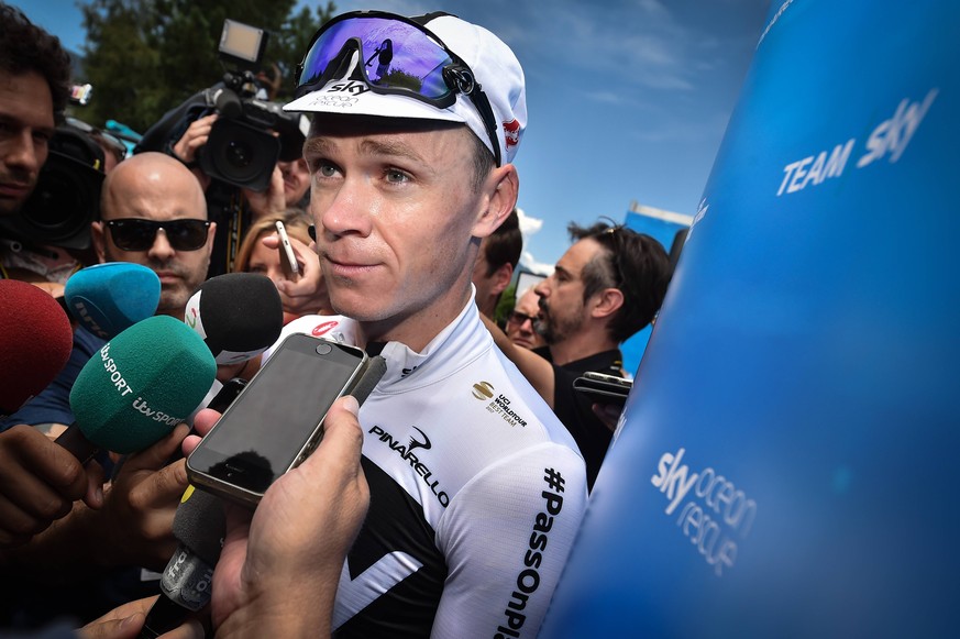 British Chris Froome of Team Sky talks to the press during the first rest day in the 105th edition of the Tour de France cycling race, in Annecy, France, Monday 16 July 2018. This year s Tour de Franc ...