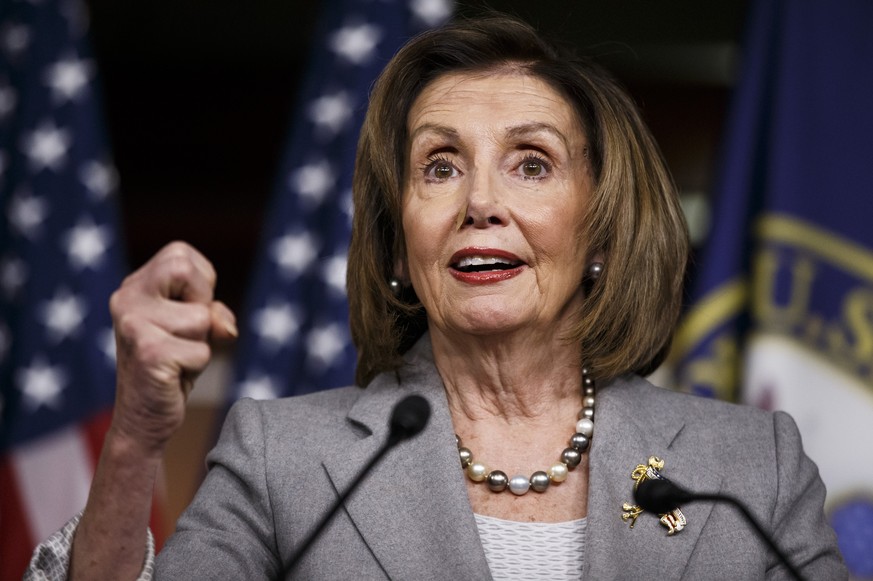 191213 -- WASHINGTON, Dec. 13, 2019 Xinhua -- U.S. House Speaker Nancy Pelosi speaks during a press conference on Capitol Hill in Washington D.C., the United States, on Dec. 12, 2019. After a two-day  ...
