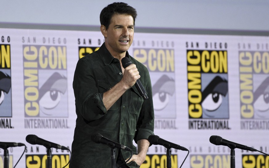 Tom Cruise presents a clip from &quot;Top Gun: Maverick&quot; on day one of Comic-Con International on Thursday, July 18, 2019, in San Diego. (Photo by Chris Pizzello/Invision/AP)