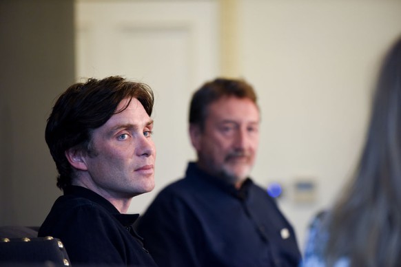 LONDON, ENGLAND - OCTOBER 12: Cillian Murphy and Steven Knight during an An Evening with Steven Knight and Cillian Murphy from Peaky Blinders at Esquire Townhouse with Dior at Carlton House Terrace on ...