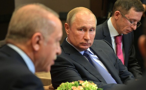 October 22, 2019. - Russia, Sochi. - Russia s President Vladimir Putin during a meeting with Turkey s President Recep Tayyip Erdogan to discuss situation in Syria. KremlinxPool PUBLICATIONxINxGERxSUIx ...