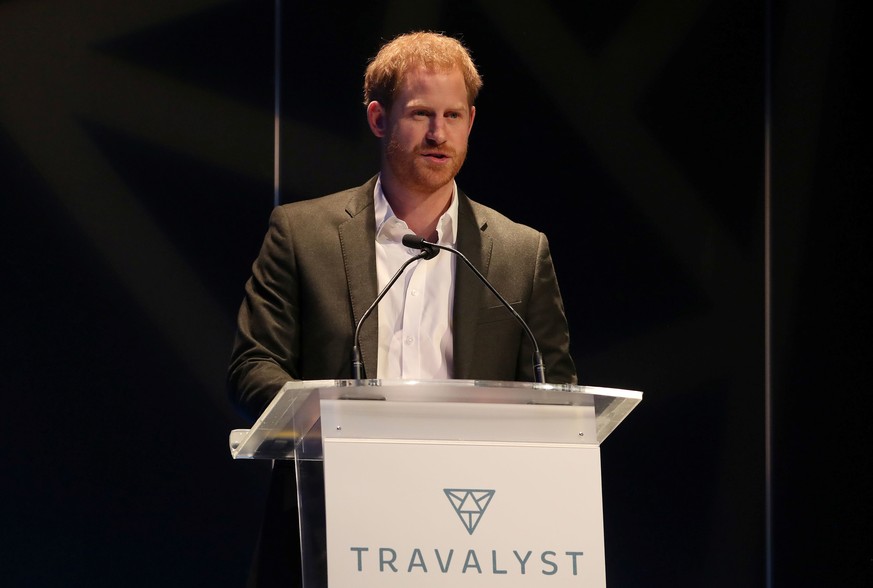 Britain&#039;s Prince Harry speaks as he attends a sustainable tourism summit at the Edinburgh International Conference Centre in Edinburgh, Scotland, Britain February 26, 2020. Andrew Milligan/Pool v ...