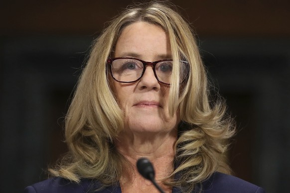 Christine Blasey Ford prepares to testify before the Senate Judiciary Committee, Thursday, Sept. 28, 2018 in Washington. The Senate Judiciary Committee will hear from Supreme Court nominee Brett Kavan ...