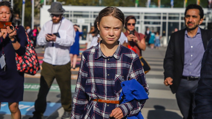 September 21, 2019, New York, New York, United States of America: Swedish activist Greta Thunberg during the Climate Summit at UN headquarters in New York on Saturday 21 September New York United Stat ...