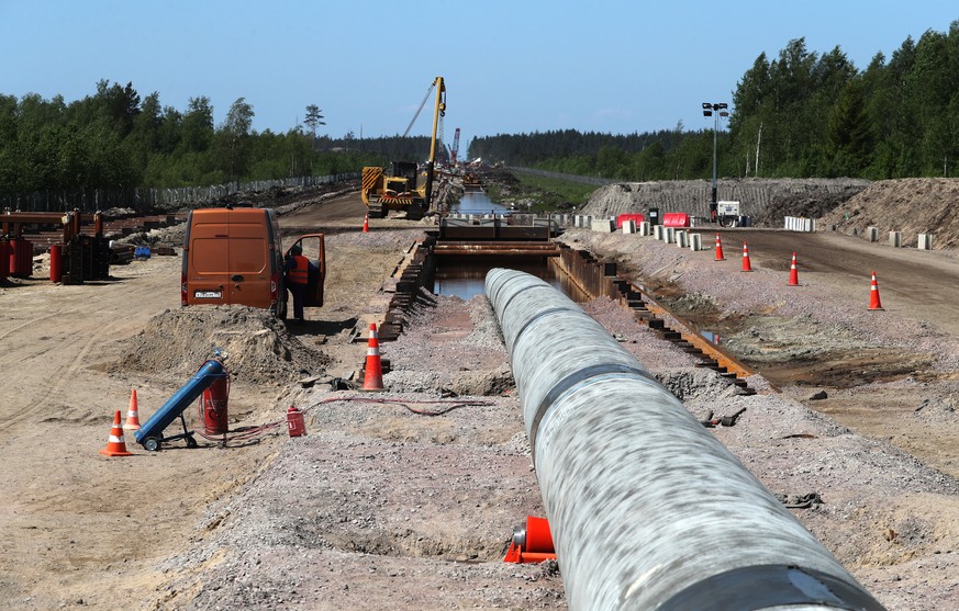 05.06.2019, Russland: LENINGRAD REGION, RUSSIA - JUNE 5, 2019: The construction site of a section of the Nord Stream 2 natural gas pipeline near Kingisepp, Leningrad Region. Alexander Demianchuk/TASS  ...