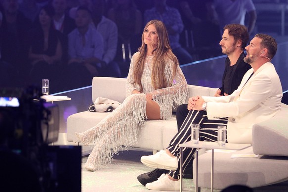 DUESSELDORF, GERMANY - MAY 24: Heidi Klum, Thomas Hayo and Michael Michalsky during the Germany&#039;s Next Topmodel Finals at ISS Dome on May 24, 2018 in Duesseldorf, Germany. (Photo by Florian Ebene ...