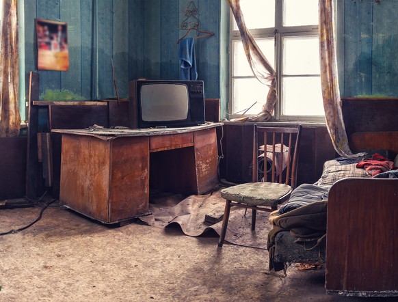 old abandoned room with vintage things