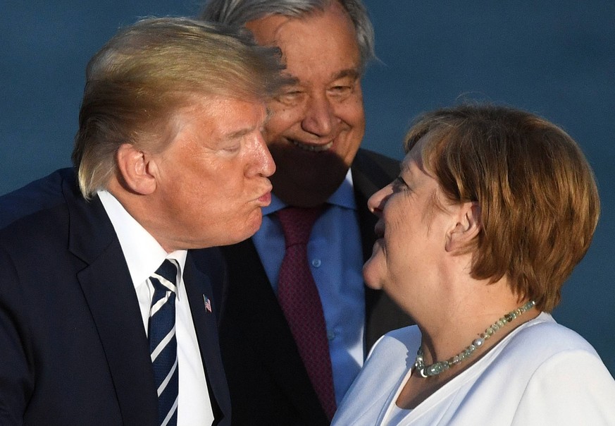 News Themen der Woche KW34 . 25/08/2019. Biarritz, France. Boris Johnson attends the G7- Day Two. President Trump greets Angela Merkel at the G7 Summit in Biarritz, France. PUBLICATIONxINxGERxSUIxAUTx ...