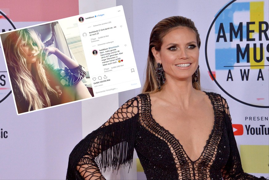 TV personality Heidi Klum arrives for the 46th annual American Music Awards at the Microsoft Theater in Los Angeles on October 9, 2018. PUBLICATIONxINxGERxSUIxAUTxHUNxONLY LAP20181009427 JIMxRUYMEN