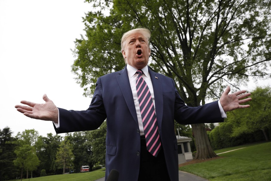 United States President Donald J. Trump speaks to the media on the South Lawn of the White House in Washington, DC prior to his departure for Phoenix, Arizona on May 5, 2020. PUBLICATIONxNOTxINxUSA Co ...