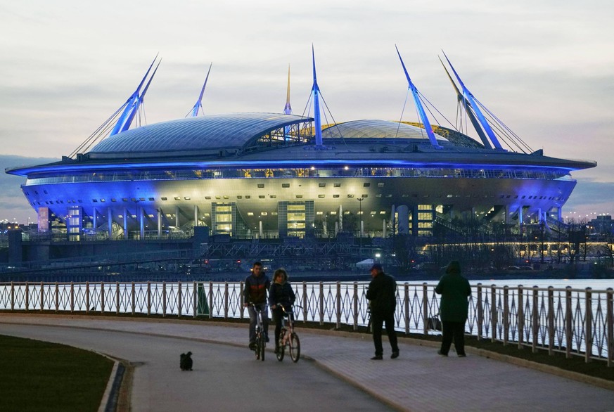 Football: Run-up to Russia World Cup Photo taken May 6, 2018, shows the Saint Petersburg Stadium in the Russian city, one of the venues of the 2018 football World Cup. PUBLICATIONxINxGERxSUIxAUTxHUNxO ...