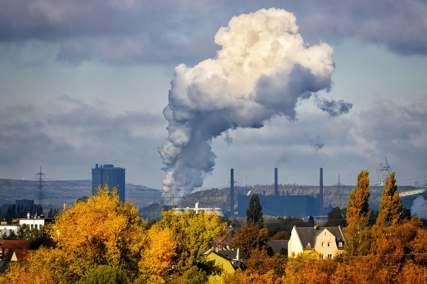Industrial autumn landscape in the Ruhr, Essen, Germany