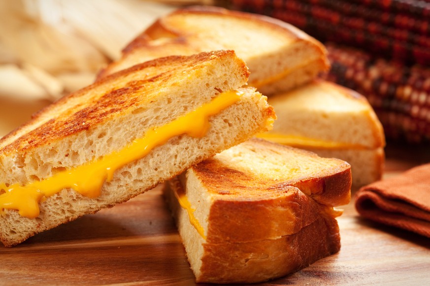 Toasted crispy on the outside, chewy on the inside hot grilled cheese sandwiches
