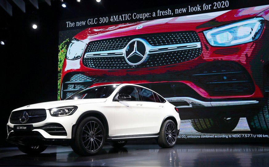 FILE PHOTO: The 2020 Mercedes-Benz GLC 300 Coupe is revealed at the 2019 New York International Auto Show in New York City, New York, U.S, April 17, 2019. REUTERS/Shannon Stapleton/File Photo