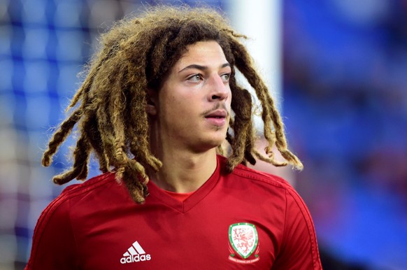 Soccer Football - UEFA Nations League - League B - Group 4 - Wales v Republic of Ireland - Cardiff City Stadium, Cardiff, Britain - September 6, 2018 Wales&#039; Ethan Ampadu during the warm up before ...