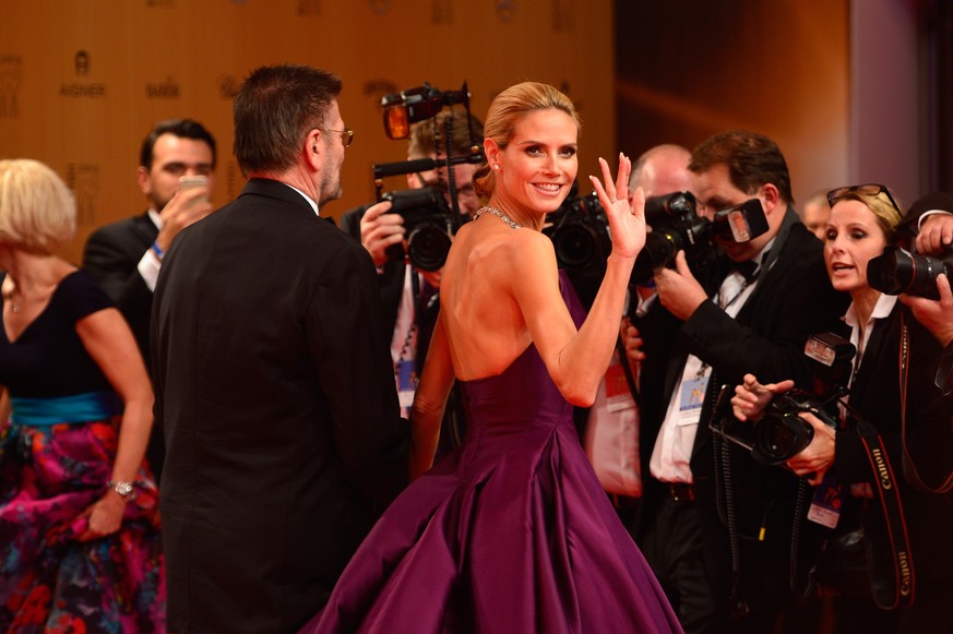 BERLIN, GERMANY - NOVEMBER 12: Heidi Klum and her father Guenther Klum attend the Bambi Awards 2015 at Stage Theater on November 12, 2015 in Berlin, Germany. (Photo by Thomas Lohnes/Getty Images for M ...