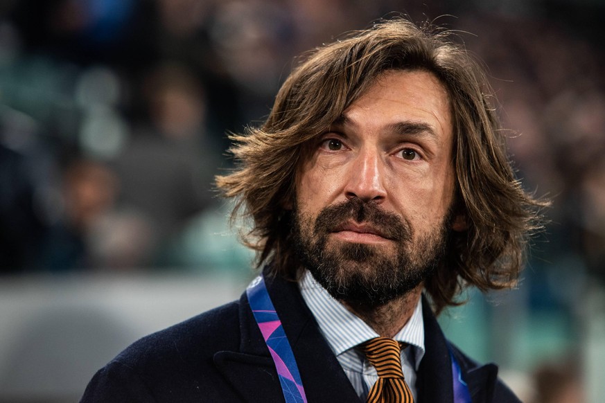 Italy: Juventus vs Atletico Madrid Andrea Pirlo during the Champions League match: Juventus FC vs Atletico Madrid. Juvenwus won 3-0 in Turin, Italy 12th march 2019 Turin Piedmont/Turin Italy Allianz S ...