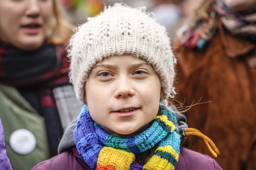 March 6, 2020, Brussels, Belgium: Greta Thunberg - European Climate March.Brussels , 06/03/2020.European march for the climate in the presence of Greta Thunberg ..Pix : Greta Thunberg.Credit : Daina L ...