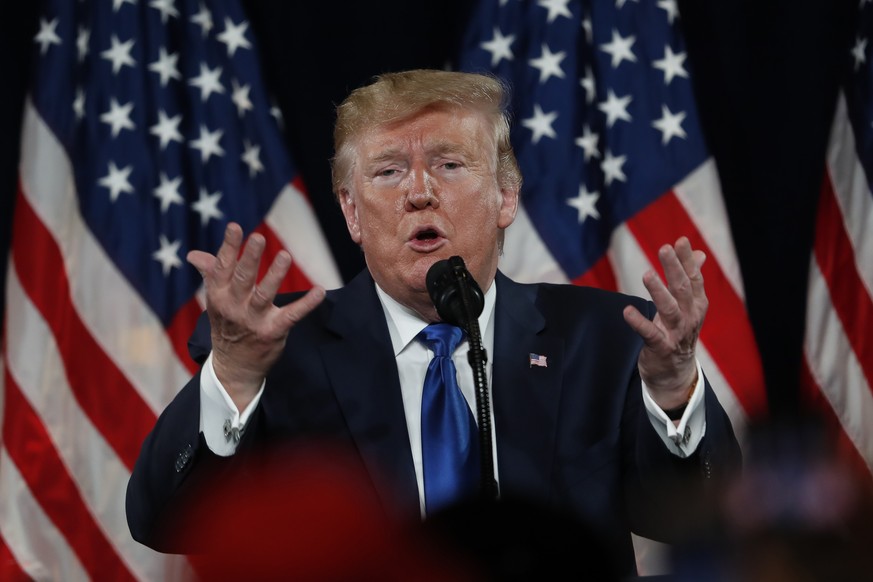 President Donald Trump gestures as he speaks at his Black Voices for Trump rally Friday, Nov. 8, 2019, in Atlanta. (AP Photo/John Bazemore)