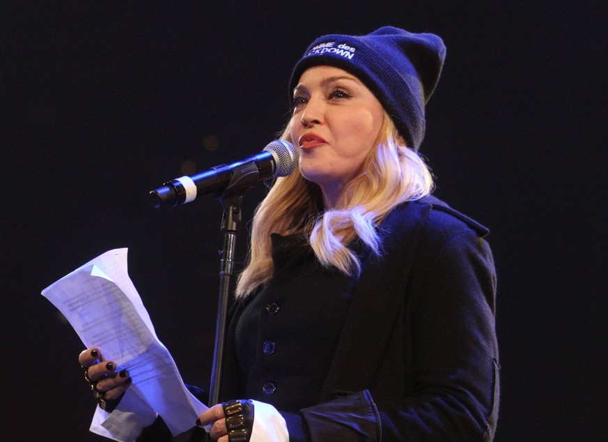 Feb. 5, 2014 - New York, New York, U.S. - Singer MADONNA speaks at the Amnesty International s Bringing Human Rights Home concert held at the Barclay s Center. PUBLICATIONxINxGERxSUIxAUTxONLY - ZUMAk0 ...