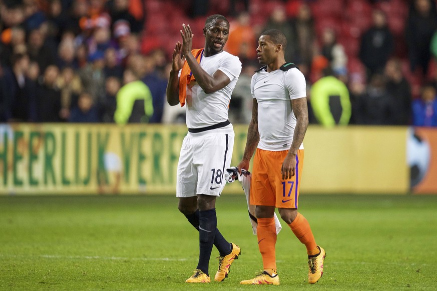 (L-R) Moussa Sissoko of France, Georginio Wijnaldum of Holland during the friendly match between Netherlands and France on March 25, 2016 at the Amsterdam Arena in Amsterdam, The Netherlands. Netherla ...