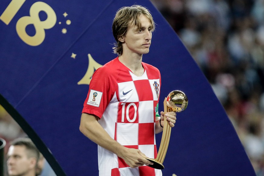 Russia: France celebrates the win against Croatia Croatia s Luka MODRIC wins best cup player award for the 2018 World Cup title after a 4-2 win against Croatia at Luzhniki Stadium in Moscow, Russia Mo ...