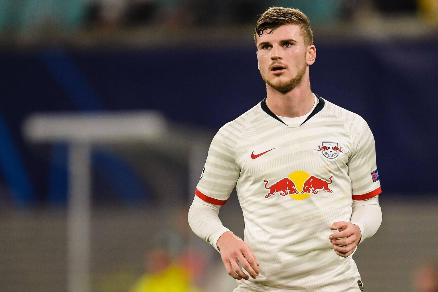 Timo Werner of Red Bull Leipzig during the UEFA Champions League round of 16 second leg match between Red Bull Leipzig and Tottenham Hotspur FC at the Red Bull Arena on March 10, 2020 in Leipzig, Germ ...