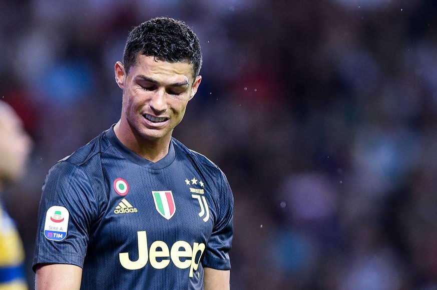 September 1, 2018 - Parma, Italy - Cristiano Ronaldo of Juventus looks dejected during Serie A match between Parma v Juventus in Parma, Italy, on September 1, 2018. Parma v Juventus - Serie A PUBLICAT ...