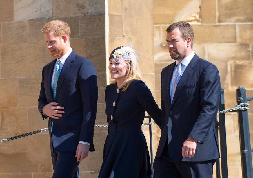 Easter service at Windsor Prince Harry, Duke of Sussex, Autumn Phillips and Peter Phillips attend the Easter Day Service at St.George s Chapel in Windsor PUBLICATIONxINxGERxSUIxAUTxONLY Copyright: xAn ...
