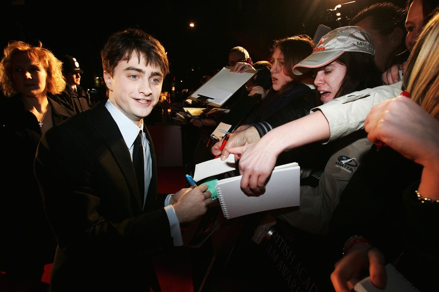LONDON - FEBRUARY 10: Actor Daniel Radcliffe arrives at the Orange British Academy Film Awards at the Royal Opera House on February 10, 2008 in London, England. (Photo by Chris Jackson/Getty Images fo ...