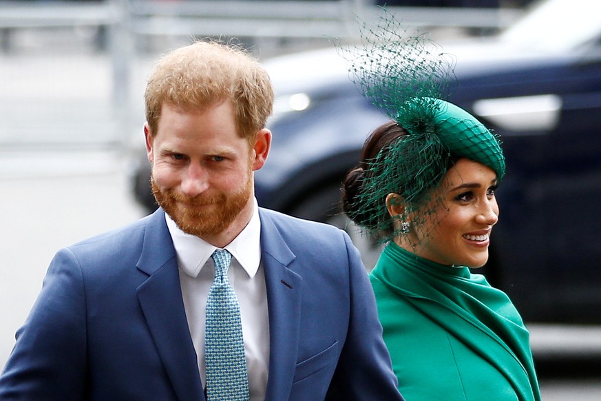 FILE PHOTO: Britain&#039;s Prince Harry and Meghan, Duchess of Sussex, arrive for the annual Commonwealth Service at Westminster Abbey in London, Britain, March 9, 2020. REUTERS/Henry Nicholls/File Ph ...