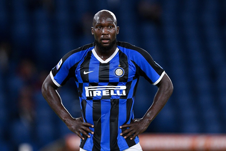 Romelu Lukaku of FC Internazionale looks dejected during the Serie A match between Roma and FC Internazionale at Stadio Olimpico, Rome, Italy on 19 July 2020. PUBLICATIONxNOTxINxUK Copyright: xGiusepp ...