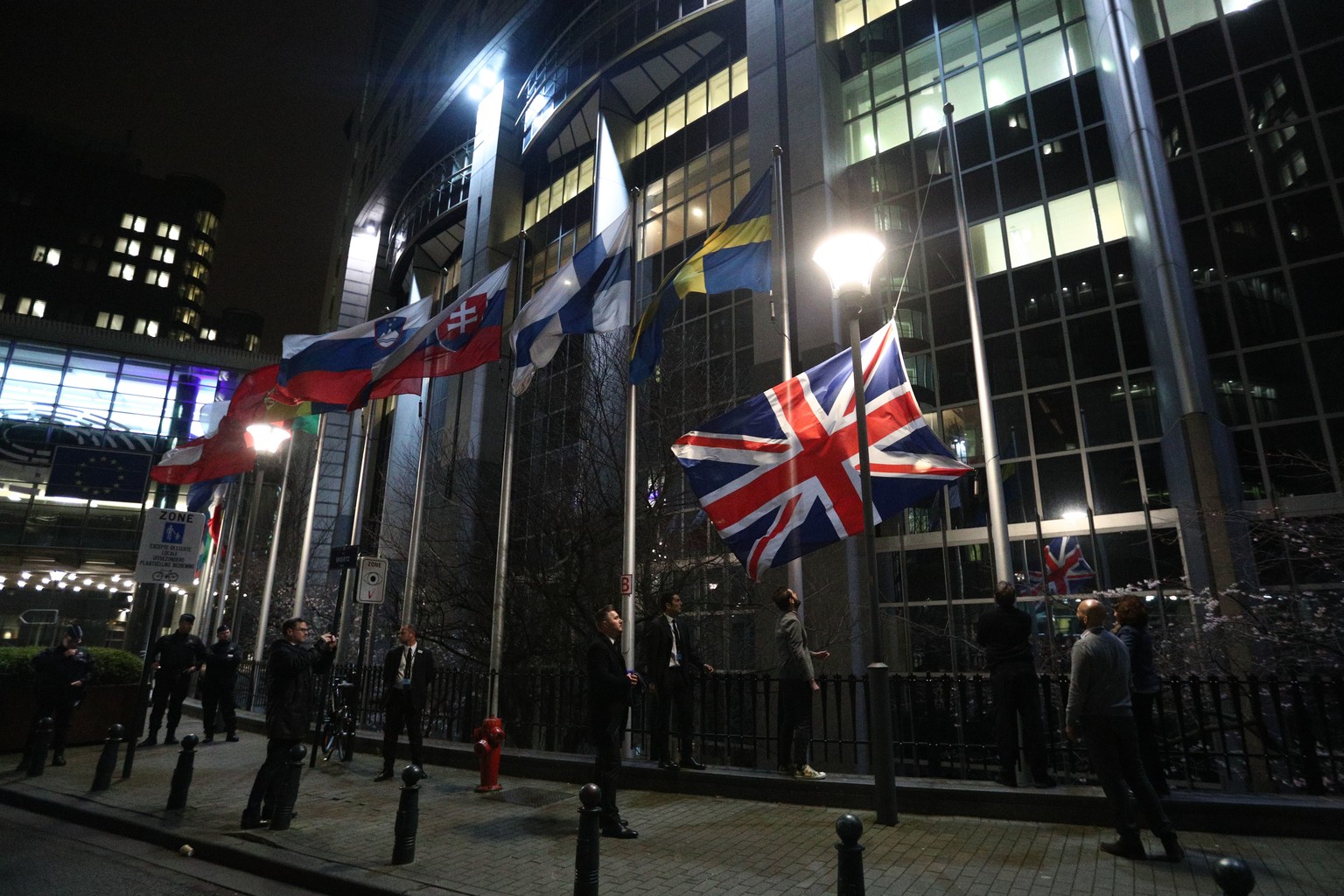 Historisches Ereignis: Der Union-Jack vor dem EU-Parlament in Brüssel wird eingeholt.