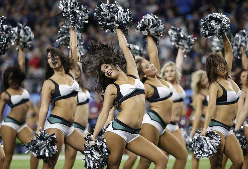 The Philadelphia Eagles Cheerleaders perform in the second quarter of the Super Bowl LII at U.S. Bank Stadium in Minneapolis, Minnesota on February 4, 2018. The Eagles will be seeking their first titl ...